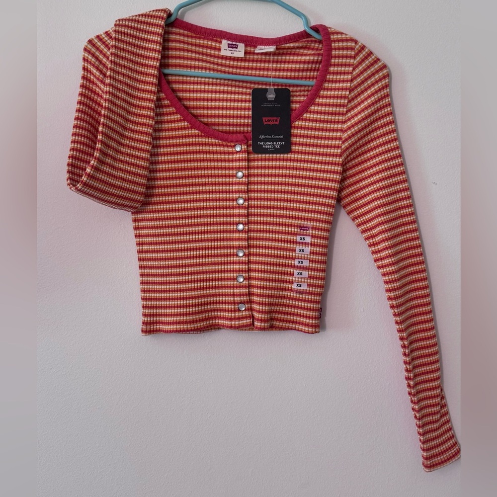 Levi's Red and Orange Long Sleeve Button Down Shirt
